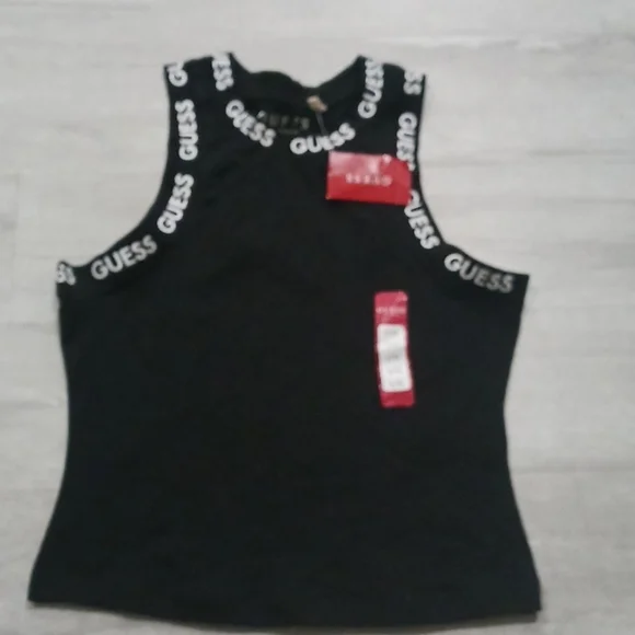 Women's Guess Logo Black and White Cropped Top. SIZE LARGE. - Picture 3 of 11